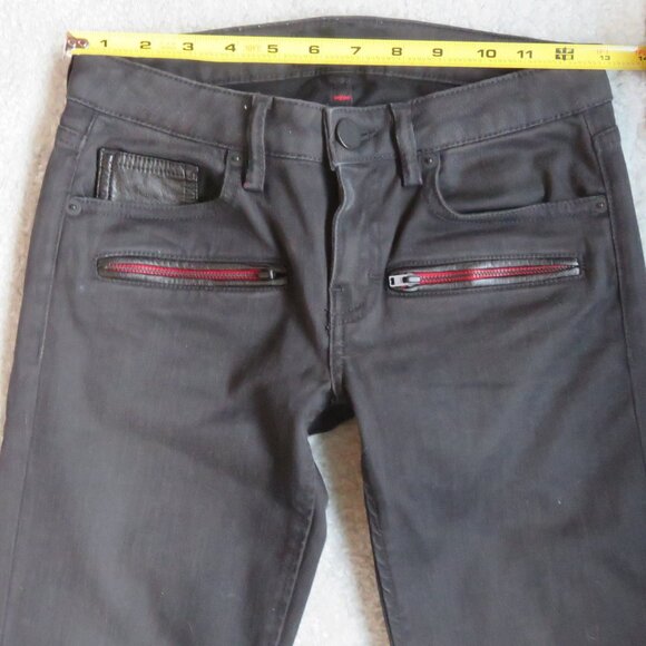 Etienne Marcel Sz 24 EM7230 Black Moto Low Rise Skinny Distressed Jean MSRP $187 - Picture 1 of 15